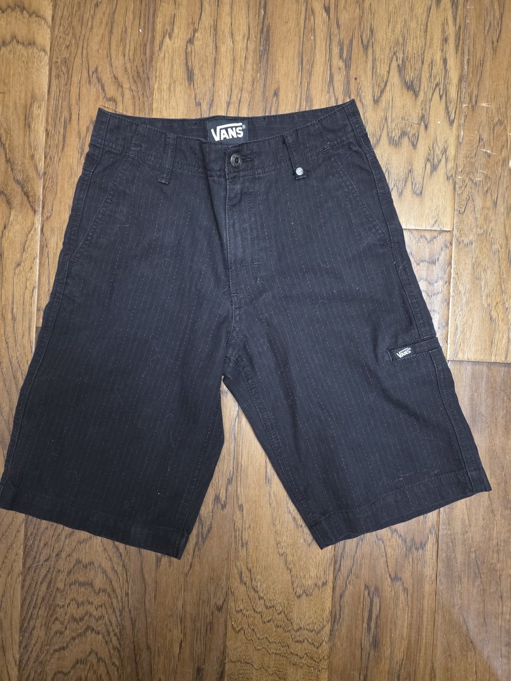 Vans Men’s Black Pinstripe Cargo Shorts - Subtle Stripe
